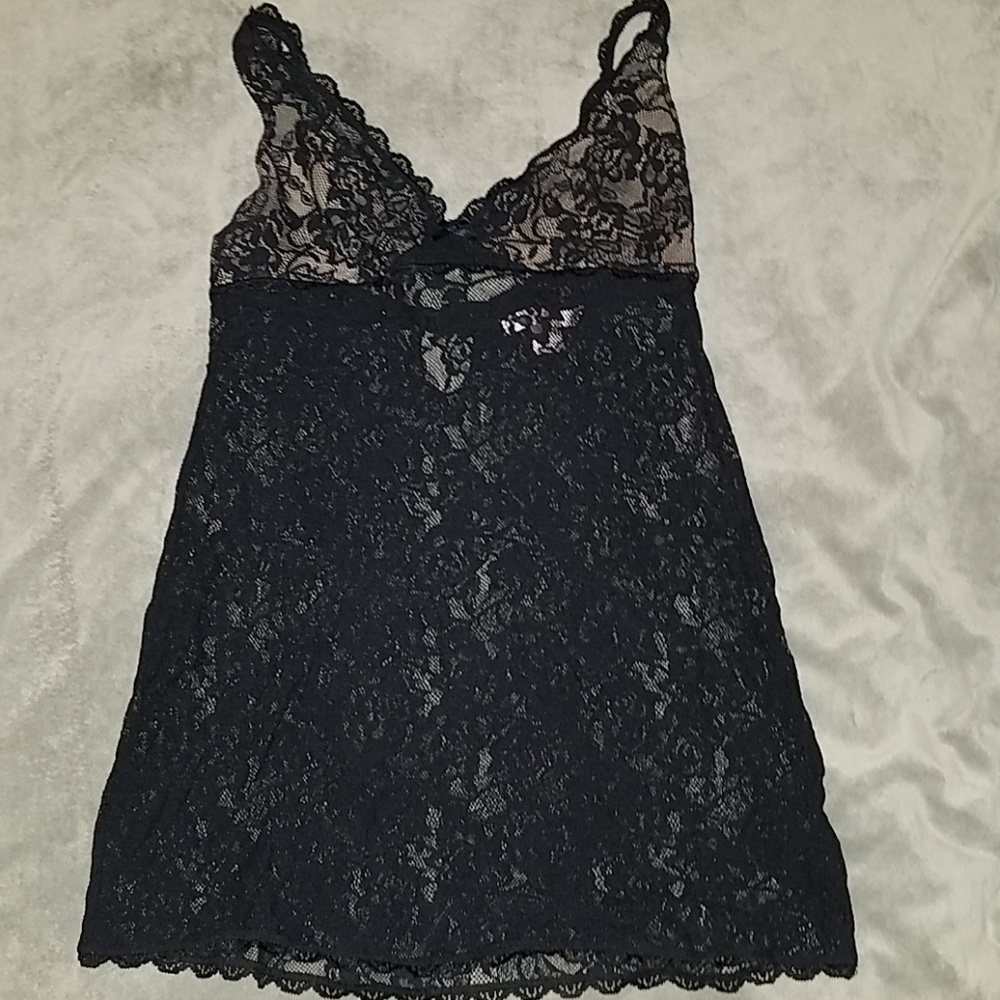 Victoria's Secret black lace chemise in medium
